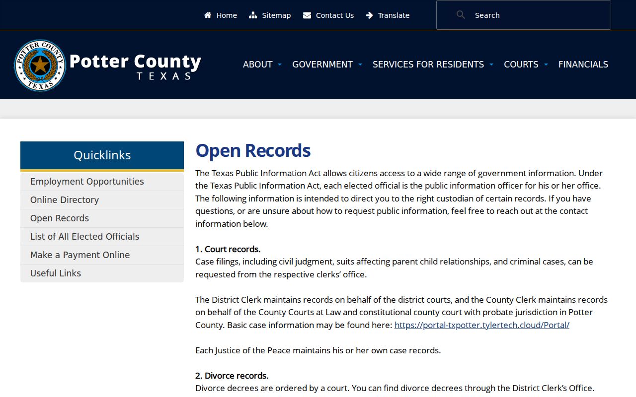 Potter County warrant search: clerk-by-clerk records responsibilities