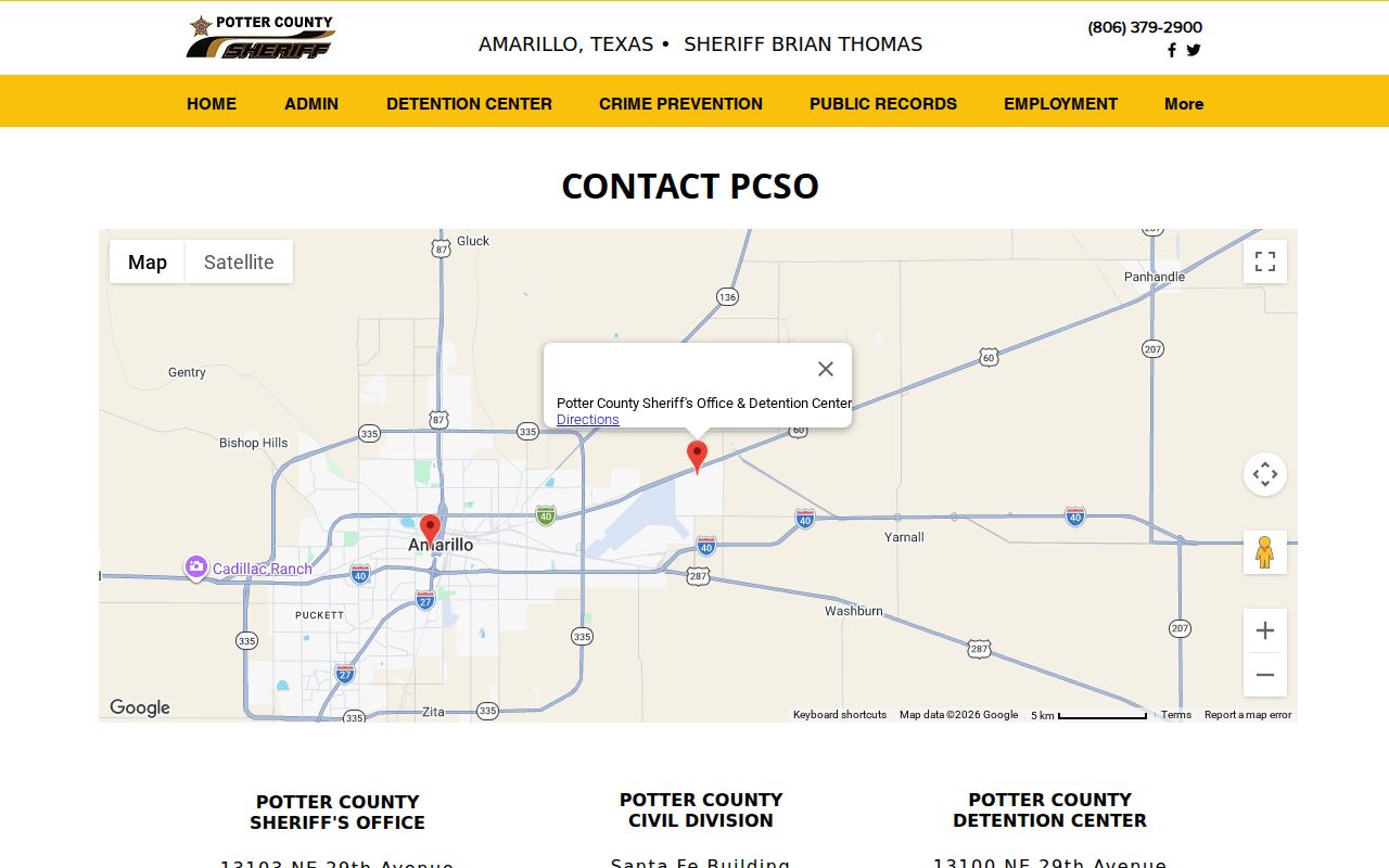 Potter County warrant records: Sheriff, detention and civil-division contacts