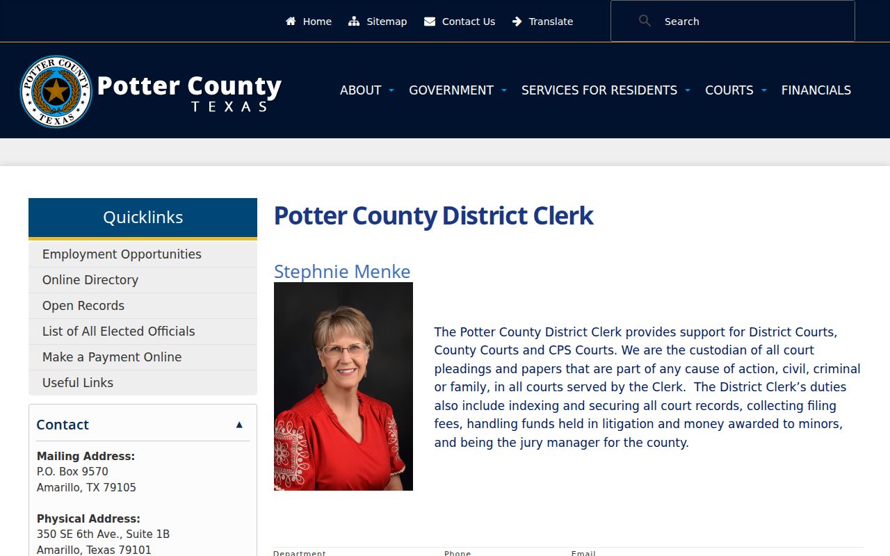 Potter County arrest warrants: District Clerk criminal-records information