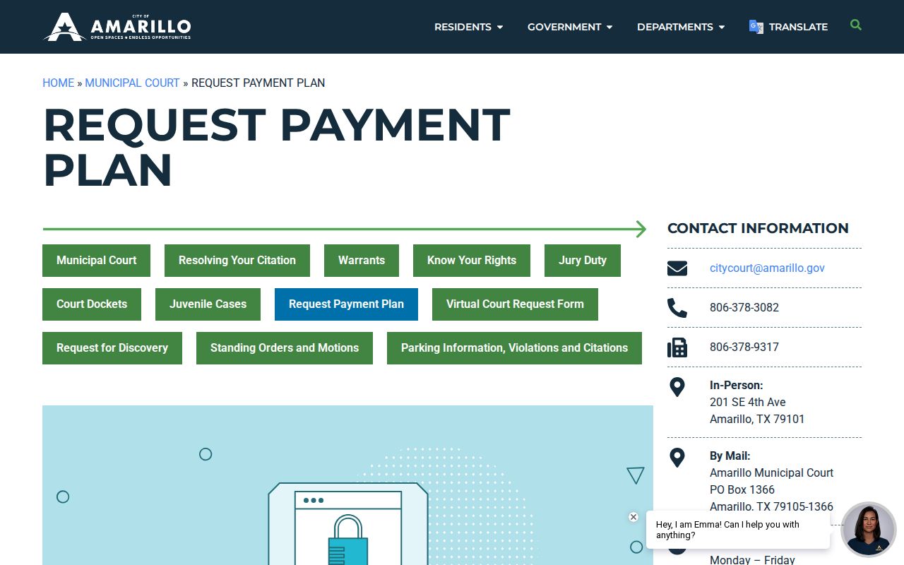Amarillo Municipal Court payment plan instructions