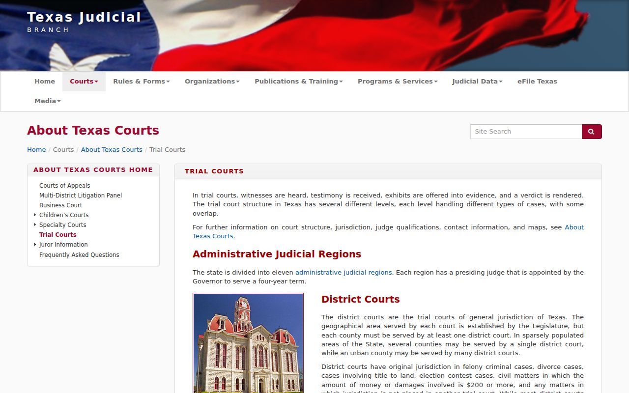 Potter County warrant records: Texas trial court roles