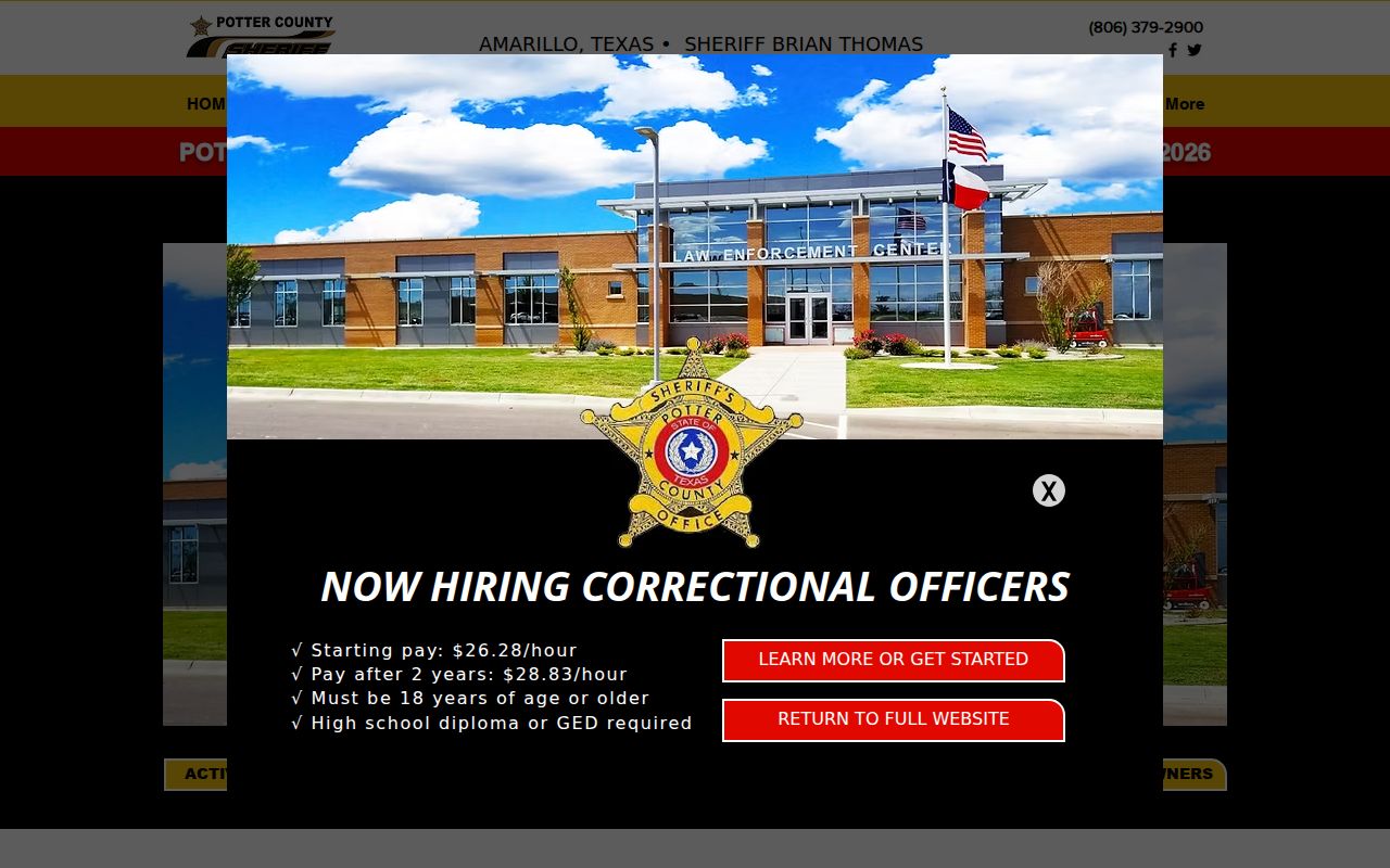 Potter County warrant records: Sheriff's official public-information entry point